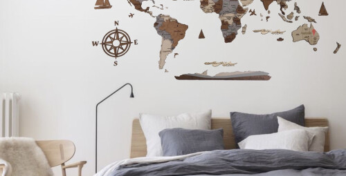 Stwórz Drewnianą Mapę Świata 3D - rozmiar S | Cała Polska | - prezent do domu_P