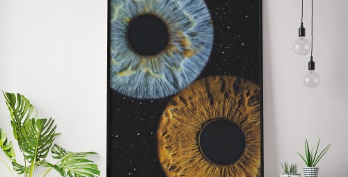 Artystyczne Zdjęcie Tęczówek Oczu dla Dwojga – Format A3 | Warszawa | Prezent dla Pary Młodej_S