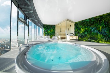 Luksusowy Pobyt w Apartamencie z Jacuzzi i Sauną (1 Noc, 1-2 Osoby) | Sky Tower | Prezent dla Żony_P